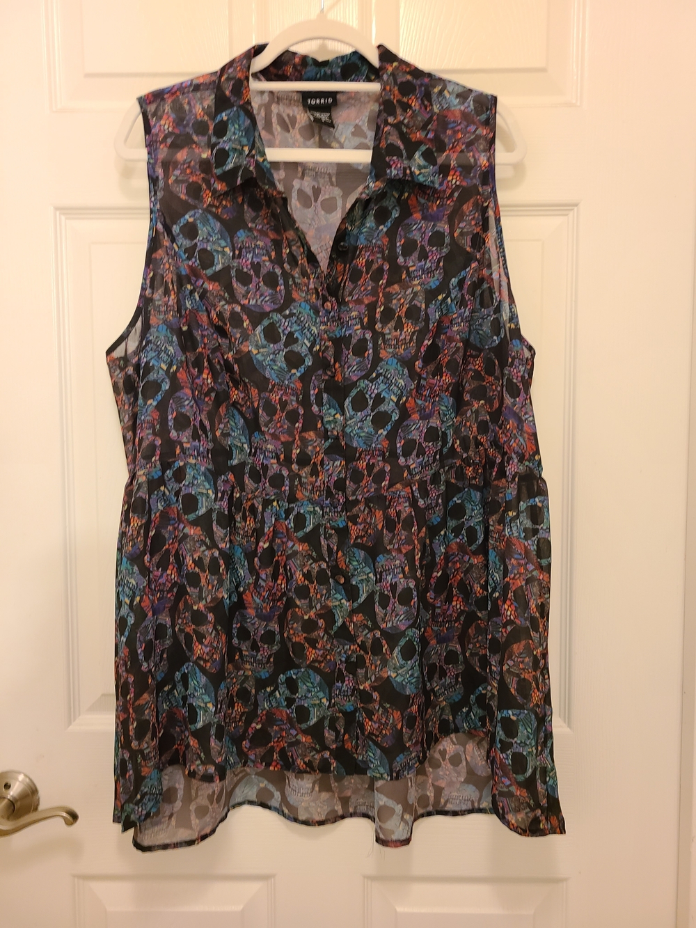 Torrid Women's Sleeveless Skull Print Peplum Top - Black Multi